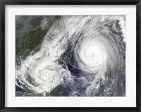 Framed Tropical Storm Parma and Super Typhoon Melor