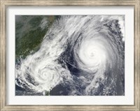 Framed Tropical Storm Parma and Super Typhoon Melor