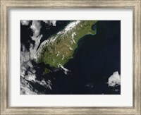 Framed Satellite view of Most of the South Island of New Zealand