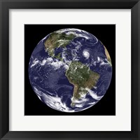 Framed Full Earth Showing North America and South America