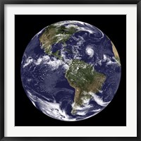 Framed Full Earth Showing North America and South America