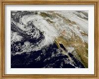 Framed Series of Strong Storms with Fierce Winds and Heavy Rains Hit California