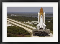Framed Space Shuttle Discovery Resting on the Mobile Launcher Platform