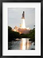 Framed Space Shuttle Endeavour Lifts off from its Launch pad at Kennedy Space Center, Florida