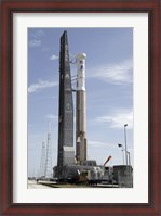 Framed Atlas V/Centaur arrives on the Launch Complex
