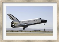 Framed Space Shuttle Atlantis prepares for Landing