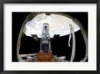 Framed Hubble Space Telescope, Locked Down in the Cargo Bay of Space Shuttle Atlantis