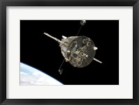 Framed Hubble Space Telescope in Orbit above Earth