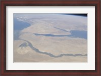 Framed Aerial view of the Egypt and the Sinai Peninsula along with part of the Mediterranean Sea and Red Sea