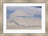 Framed Aerial view of the Egypt and the Sinai Peninsula along with part of the Mediterranean Sea and Red Sea