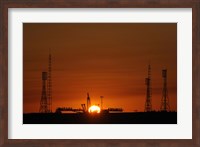 Framed Soyuz Launch Pad at the Baikonur Cosmodrome in Kazakhstan