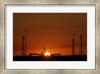 Framed Soyuz Launch Pad at the Baikonur Cosmodrome in Kazakhstan