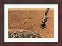 Framed Phoenix Mars Lander's Solar Panel and the Lander's Robotic Arm with a Sample in the Scoop