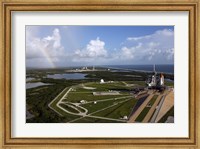 Framed Space shuttle Atlantis and Endeavour on the Lanch Pads at Kennedy Space Center in Florida