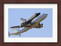 Framed Space Shuttle Endeavour Mounted on a  Modified Boeing 747 Shuttle Carrier Aircraft