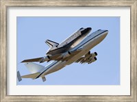 Framed Space Shuttle Endeavour Mounted on a  Modified Boeing 747 Shuttle Carrier Aircraft