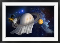 Framed Artist's Halloween Illustration of Cassini and Saturn