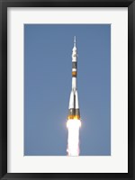 Framed Soyuz TMA-12 Spacecraft Lifts Off into a Cloudless Sky