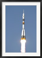Framed Soyuz TMA-12 Spacecraft Lifts Off into a Cloudless Sky