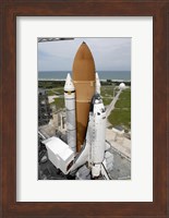 Framed Space shuttle Atlantis Sits on the Top of Launch Pad 39A at Kennedy Space Center