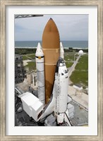 Framed Space shuttle Atlantis Sits on the Top of Launch Pad 39A at Kennedy Space Center