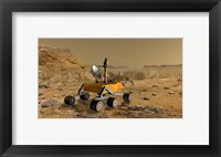 Framed Mars Science Laboratory Travels Near a Canyon on Mars