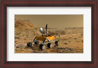 Framed Mars Science Laboratory Travels Near a Canyon on Mars
