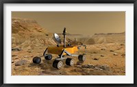 Framed Mars Science Laboratory Travels Near a Canyon on Mars