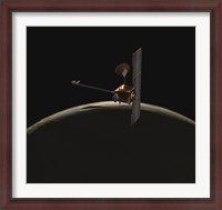 Framed Mars Odyssey Spacecraft Over Martian Sunrise
