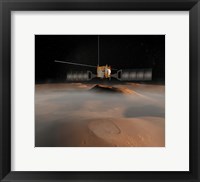 Framed Artist's Concept of Mars Express Spacecraft in Orbit Around Mars