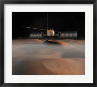 Framed Artist's Concept of Mars Express Spacecraft in Orbit Around Mars