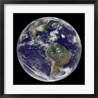 Framed View of the Full Earth and Four Storm Systems