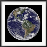 Framed View of the Full Earth and Four Storm Systems