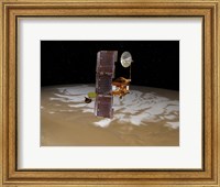 Framed Mars Odyssey Spacecraft Passes Above Mars' South Pole