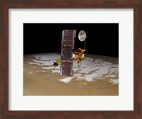 Framed Mars Odyssey Spacecraft Passes Above Mars' South Pole