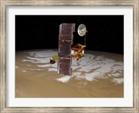 Framed Mars Odyssey Spacecraft Passes Above Mars' South Pole