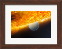 Framed Artist's Impression of a Jupiter-Size Extrasolar Planet Being Eclipsed by its Parent Star