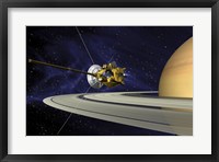 Framed Artists Concept of Cassini during the Saturn Orbit Insertion Maneuver