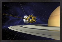 Framed Artists Concept of Cassini during the Saturn Orbit Insertion Maneuver