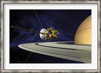 Framed Artists Concept of Cassini during the Saturn Orbit Insertion Maneuver