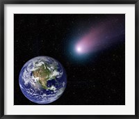 Framed Digital Composite of a Comet Heading Towards Earth