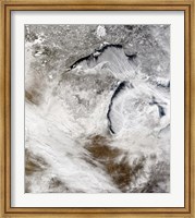 Framed Cloud Streets over Lake Superior and Lake Michigan
