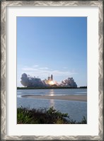 Framed Space Shuttle Discovery Lifts Off