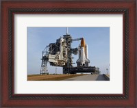Framed Space Shuttle Discovery on the Launch Pad