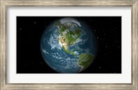 Framed Full Earth View Showing North America