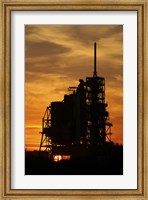 Framed Space Shuttle Atlantis on the Launch Pad