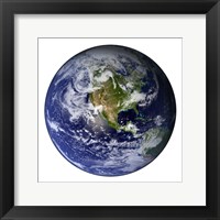 Framed Full Earth Showing North America (white background)