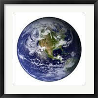 Framed Full Earth Showing North America (white background)