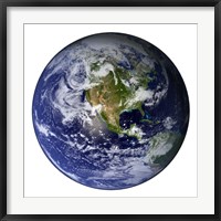 Framed Full Earth Showing North America (white background)