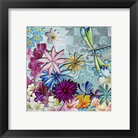 Framed 'Aqua Brown Background Floral' border=